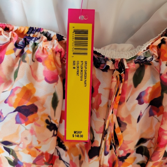 NEW Floral Print Off Shoulder Halter Tiered Maxi Dress Size M - Picture 4 of 6